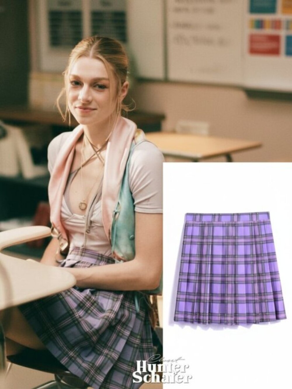 LAZY OAF Jules Euphoria Checky Pleat purple plaid mini skirt 28 inch waist